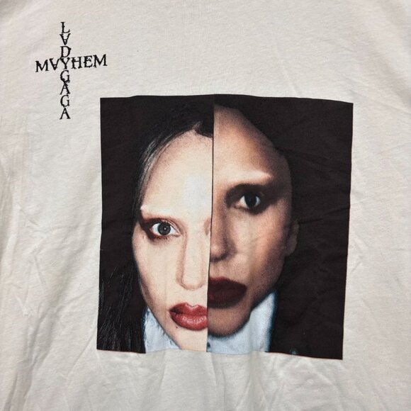 Lady Gaga Mayhem Album Split Face Photo Synth-Pop T-Shirt XL - Picture 2 of 4